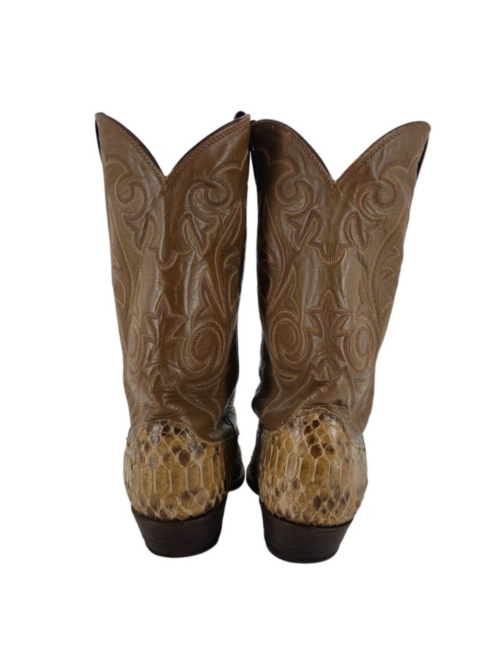 Vintage Exotic Python Snakeskin Justin Mens 11D Brown Cowboy Western Boots USA - Picture 5 of 16